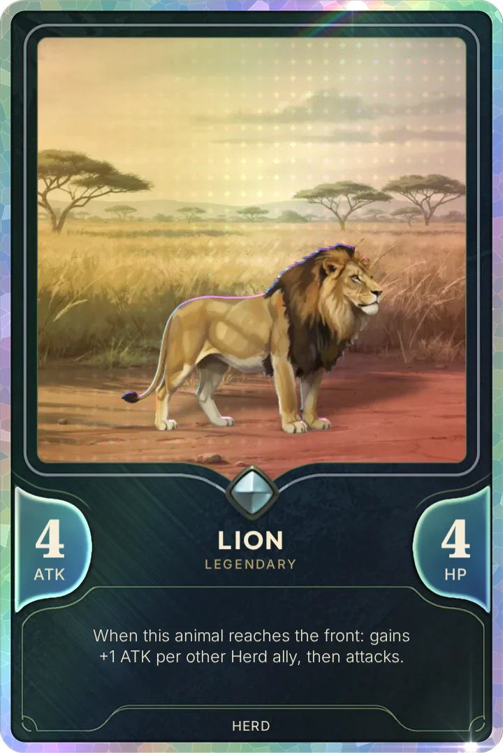 Lion card, legendary, Diamond grade